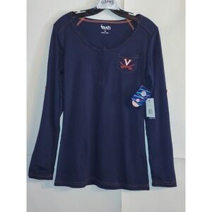 Touch by Alyssa Milano Uni of Virginia Tee Women's M Roll Up Sleeves Blue/Orange